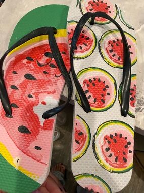 Watermelon Print Flip Flops - Bright Summer Sandals